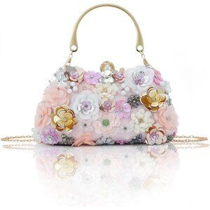 Multicolored Flower Evening Handbag - Perfect for Prom, Cocktail & Formal Events